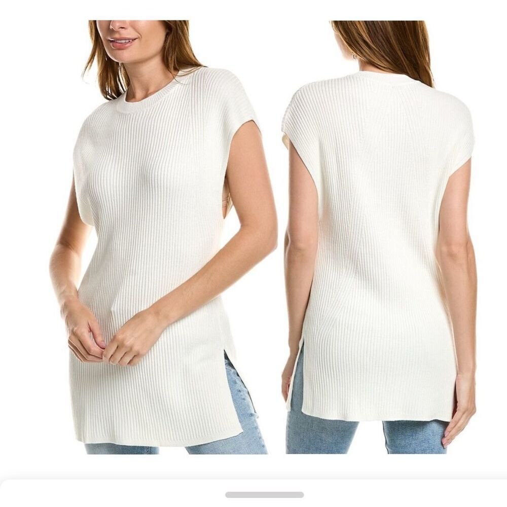 Rag & Bone Dakota Ribbed Knit Tunic Sweater In Bright White Size S Nwt